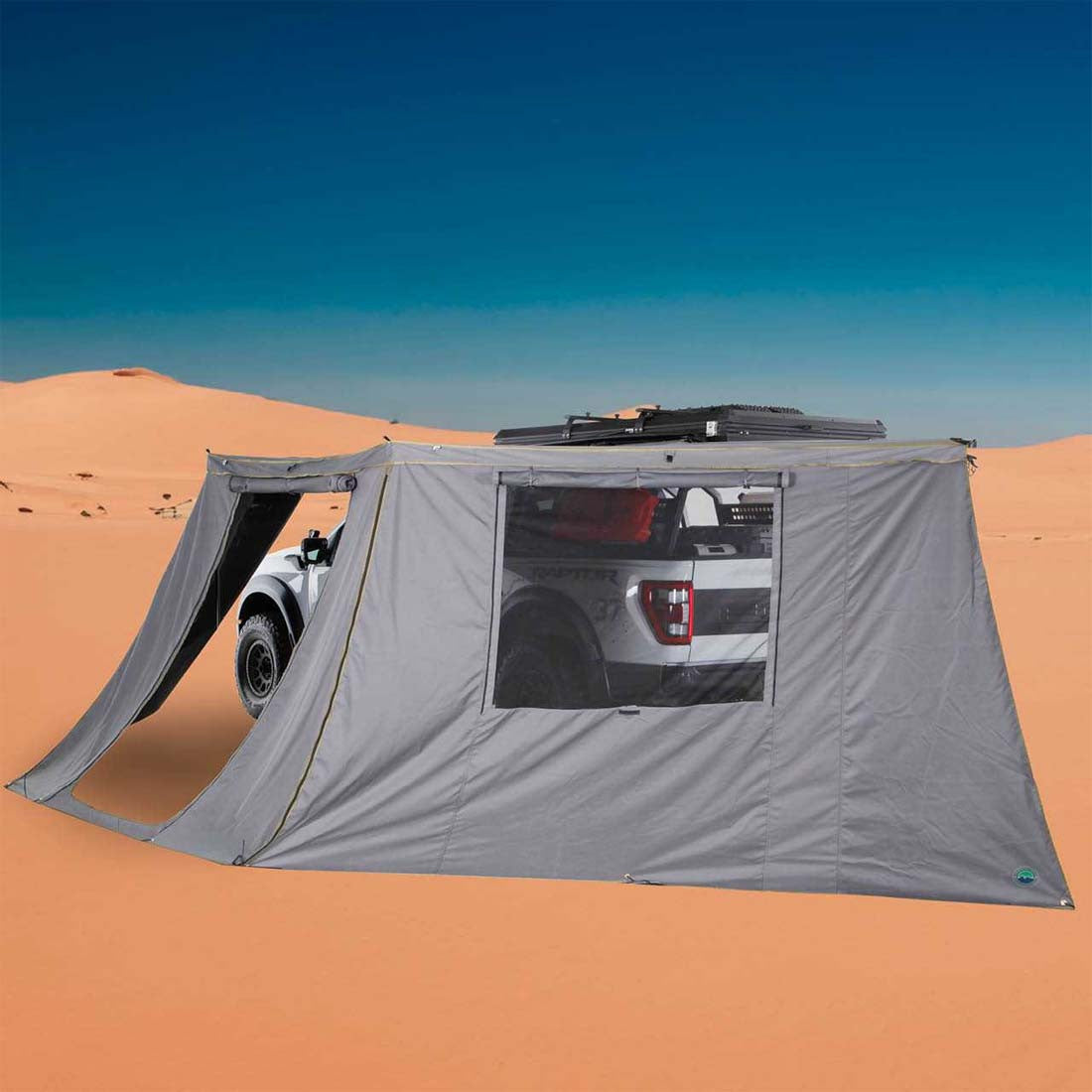 Awning Side Wall for HD Nomadic 180 Degree Awning with Window - by Overland Vehicle Systems