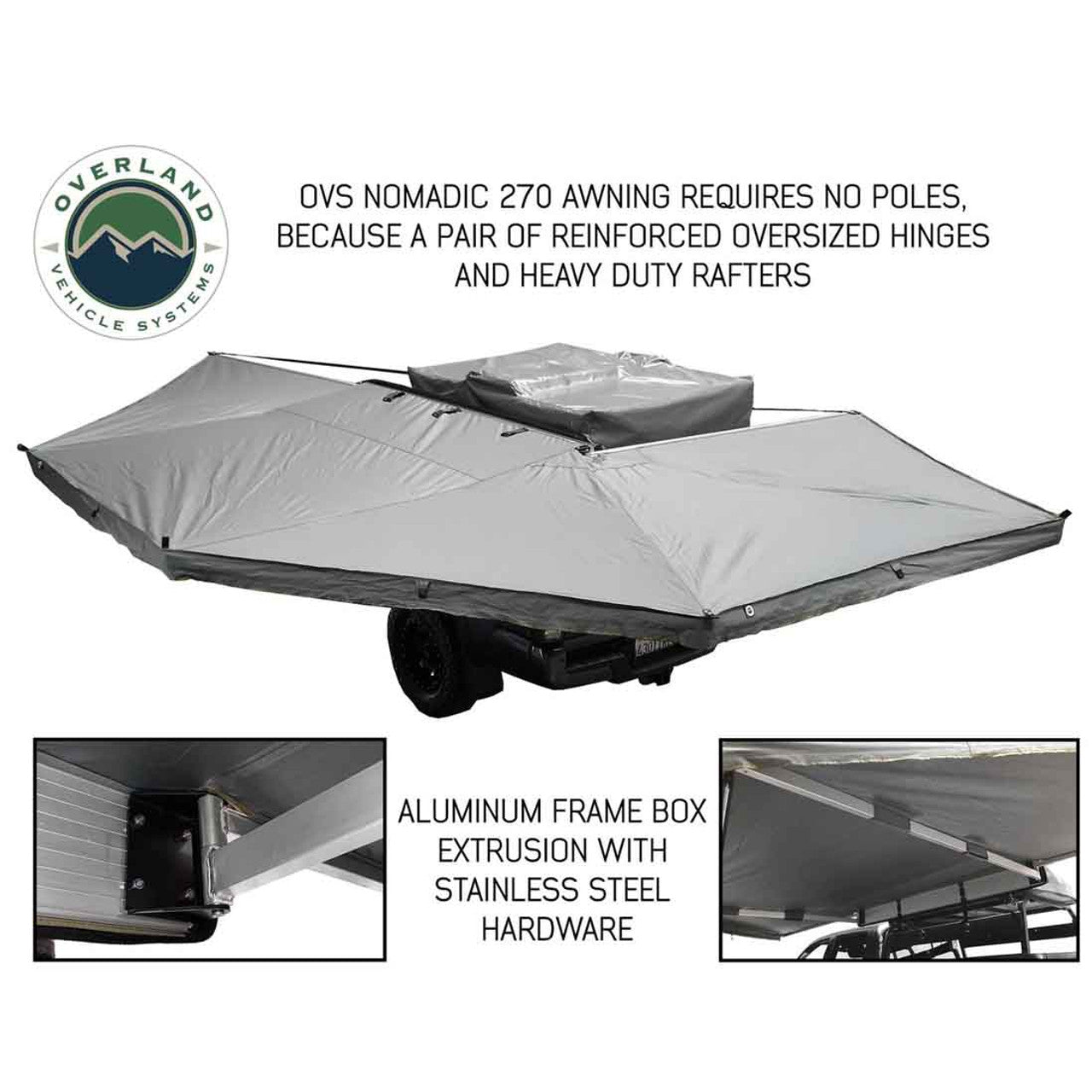 HD Nomadic 270 Awning - Dark Gray Cover With Black Cover Universal - by OVS