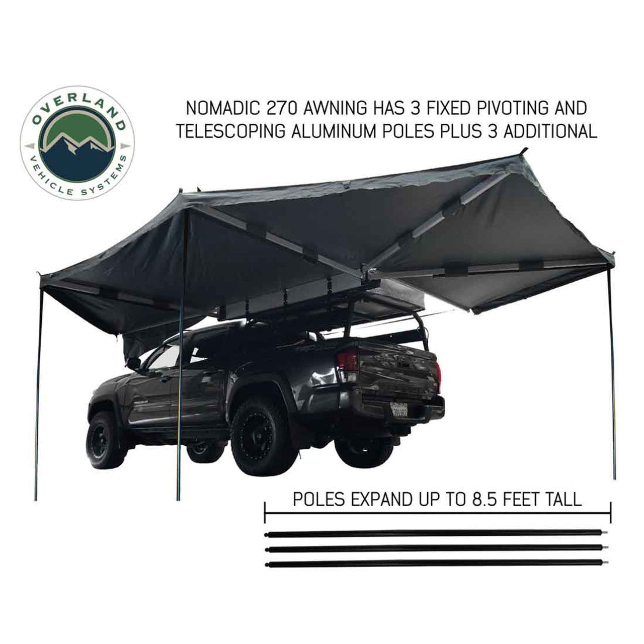 HD Nomadic 270 Awning - Dark Gray Cover With Black Cover Universal - by OVS