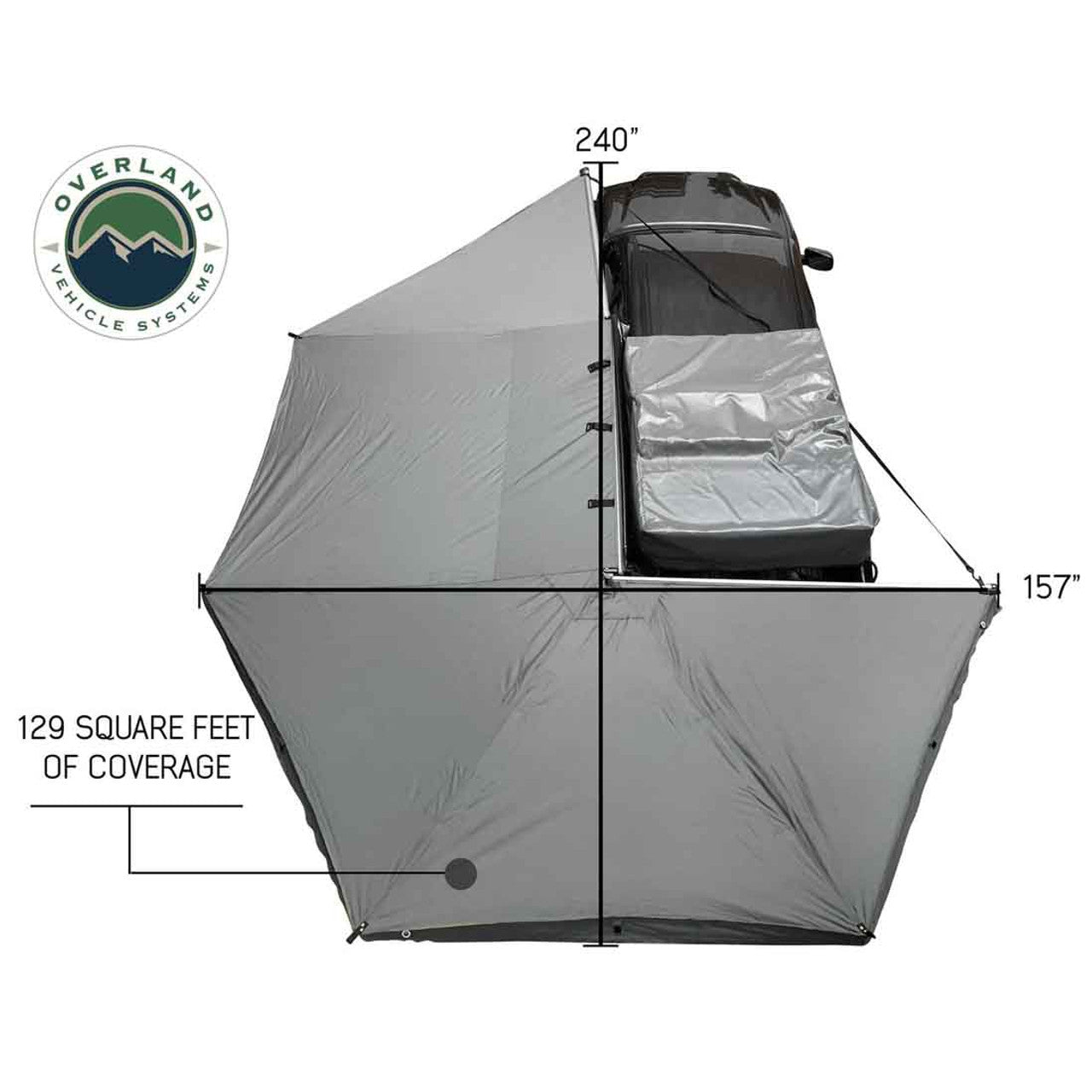 HD Nomadic 270 Awning - Dark Gray Cover With Black Cover Universal - by OVS