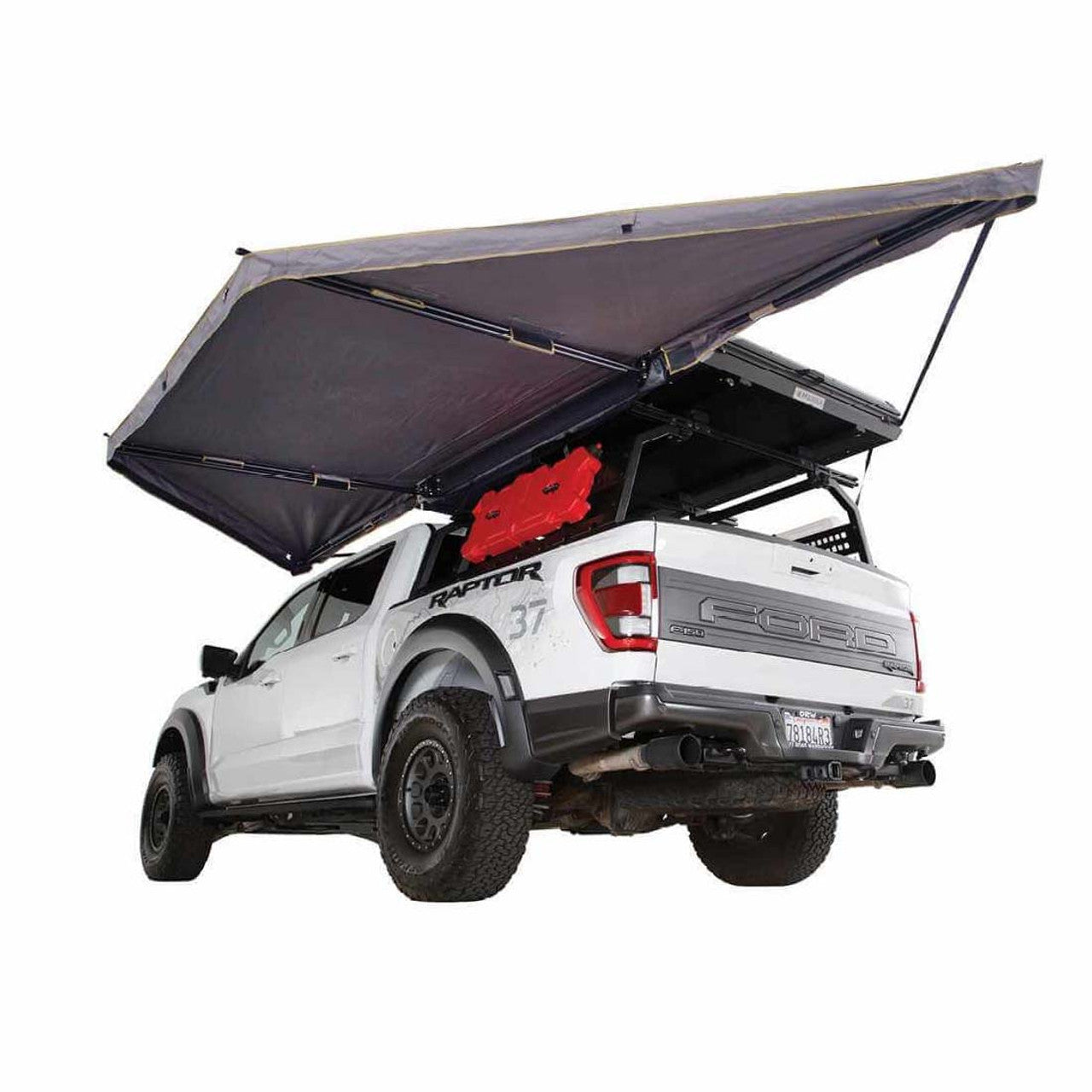 HD Nomadic 180 LTE Awning - Dark Grey with Black Travel Cover Universal - By Overland Vehicle Systems