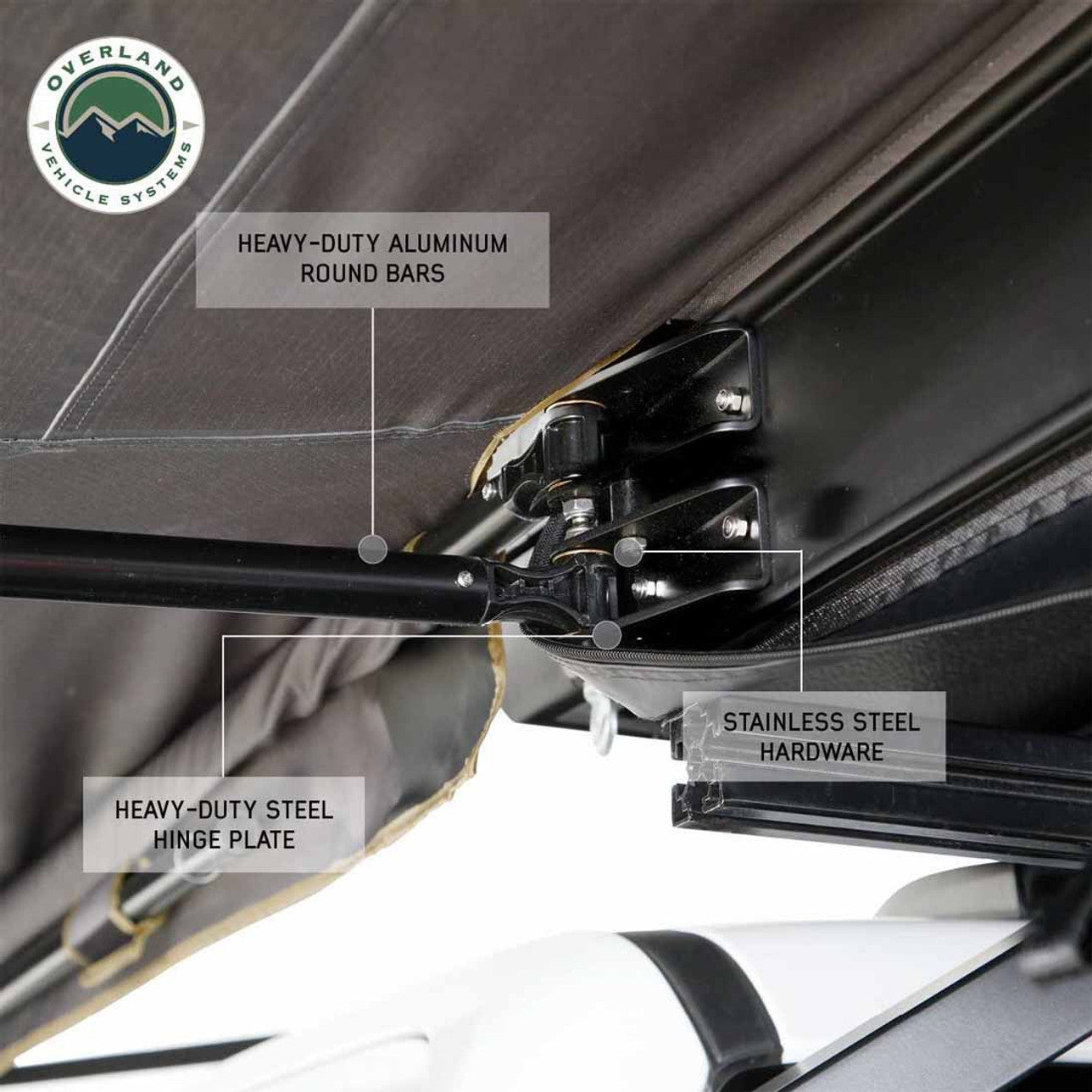 HD Nomadic 180 LTE Awning - Dark Grey with Black Travel Cover Universal - By Overland Vehicle Systems