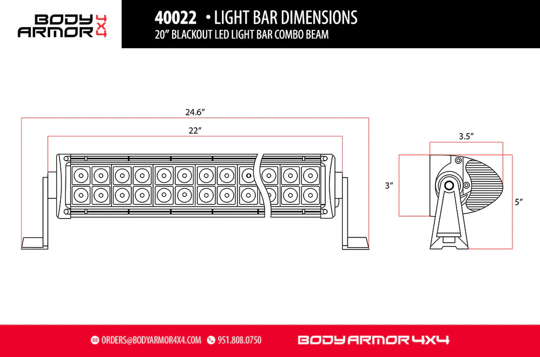 20" Blackout LED Combo Light Bar & Harness - by Body Armor 4x4