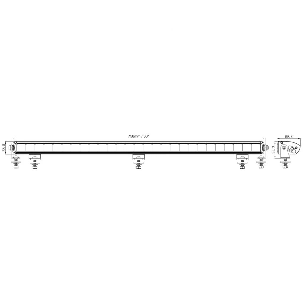 30” Titanium E-Marked Single Row LED Light Bar - by Strands