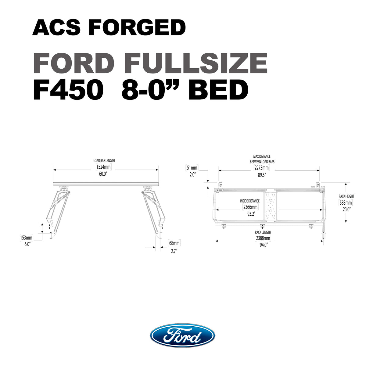 ACS Forged Bed Rack for Ford Trucks - by Leitner Designs
