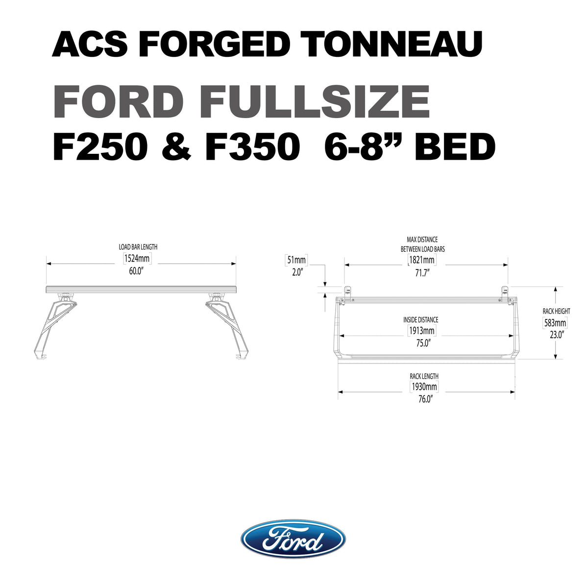 ACS Forged Tonneau - Rails Only - Ford - by Leitner Designs