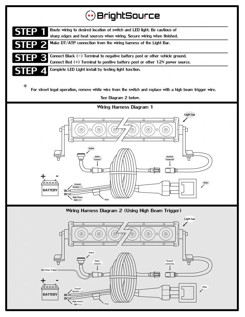 30A Wiring Harness for Single Lamps #72999 - by BrightSource