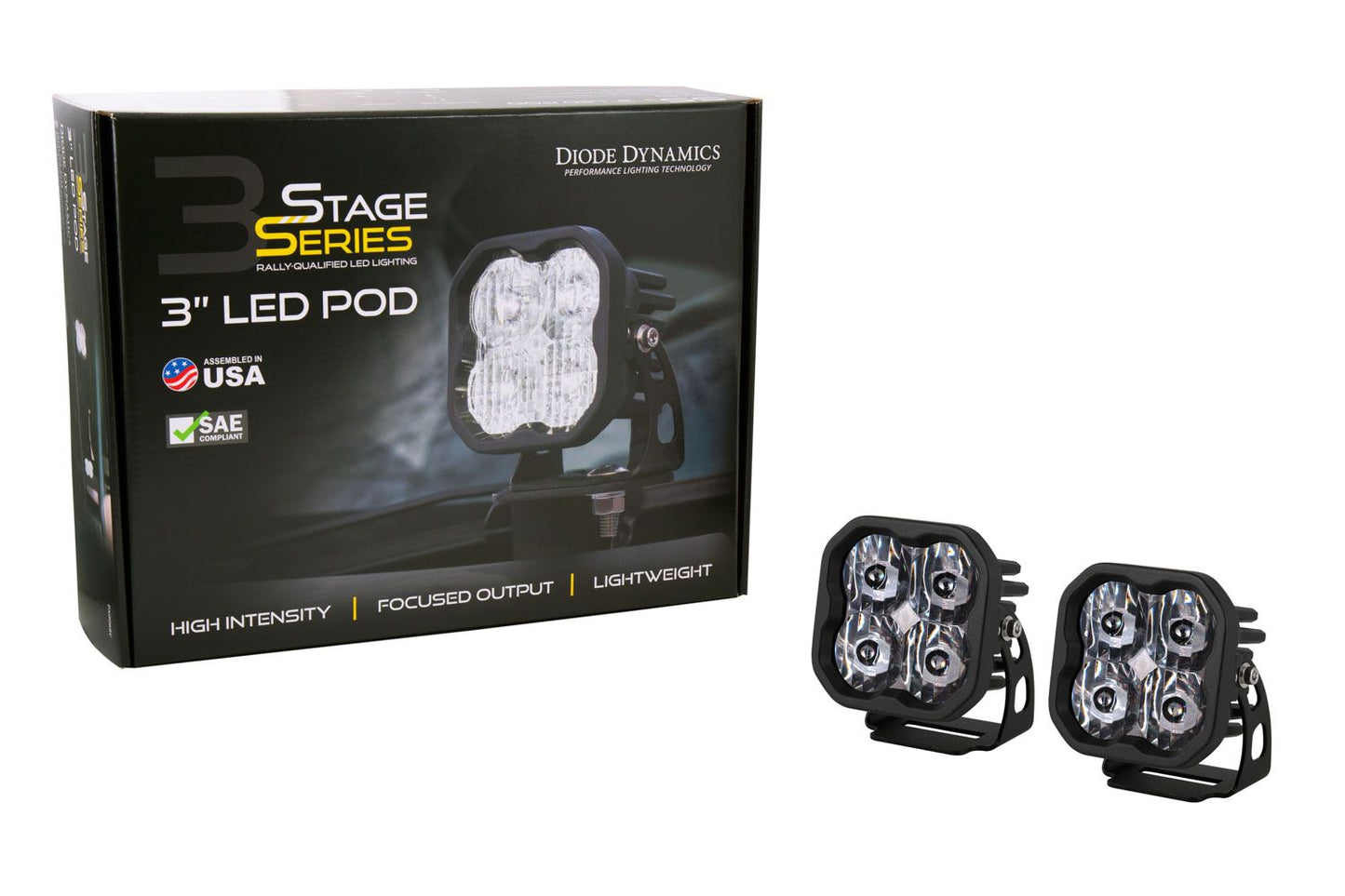 Stage Series 3" SAE/DOT WHITE SPORT LED Pod (Pair) - by Diode Dynamics