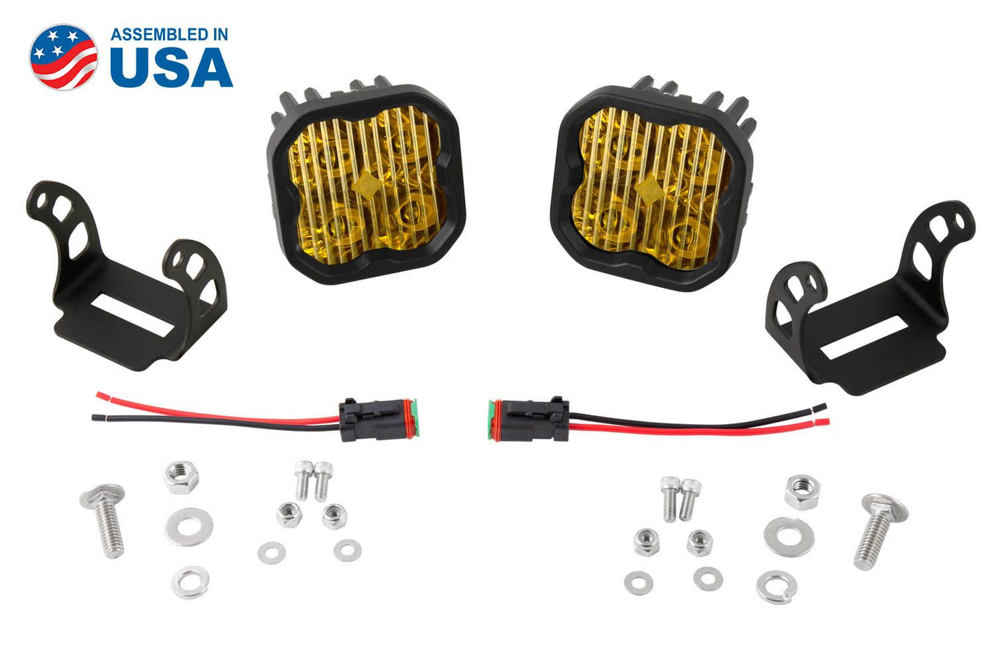 Stage Series 3" SAE/DOT YELLOW SPORT LED Pod (Pair) - by Diode Dynamics