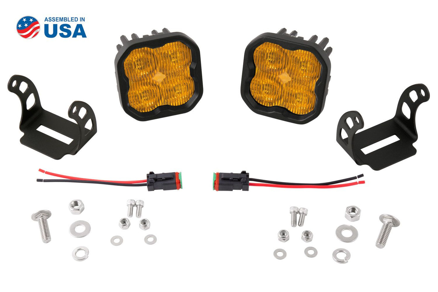 Stage Series 3" SAE Yellow Max LED Pod (Pair) - by Diode Dynamics