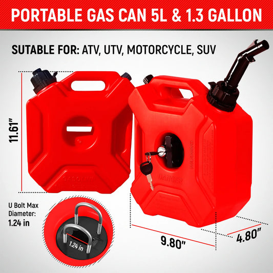 5L Gas Can with Locking Mounting Bracket - by Miolle