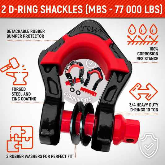 3/4 D-Ring Shackle Set with Anti-Theft Lock - by Miolle
