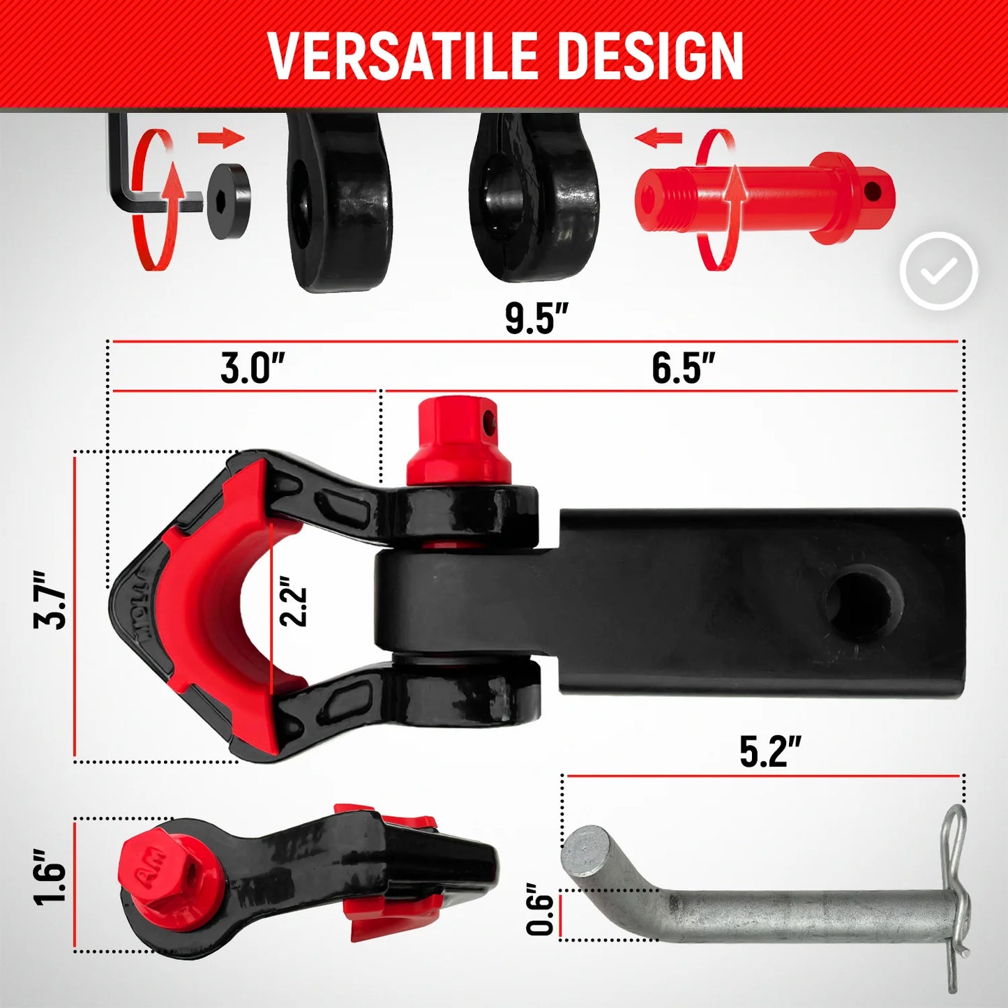 Shackle Hitch Receiver Adapter for 2" Receivers - by Miolle