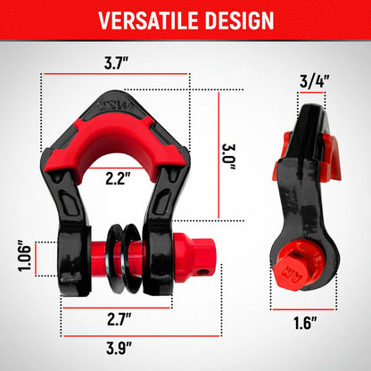 3/4 D-Ring Shackle Set with Anti-Theft Lock - by Miolle