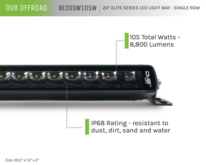20" ELITE SERIES LED LIGHT BAR - BY DV8 OFFROAD