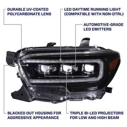 2016-2023 Toyota Tacoma LED Projector Headlights With Selectable DRL - by Form Lighting