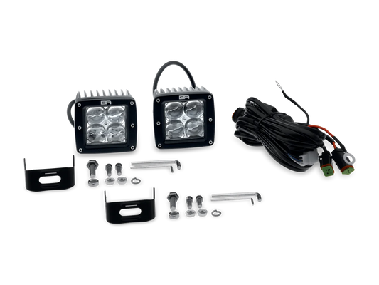 Cube Light Spot Pair with Wiring Harness - Body Armor 4x4
