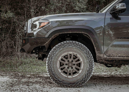 Side view of Backwoods Adventure Mods 3rd Gen Toyota Tacoma (2016-2023) Hi-Lite hybrid aluminum Off Road high clearance Front Bumper without Bull Bar