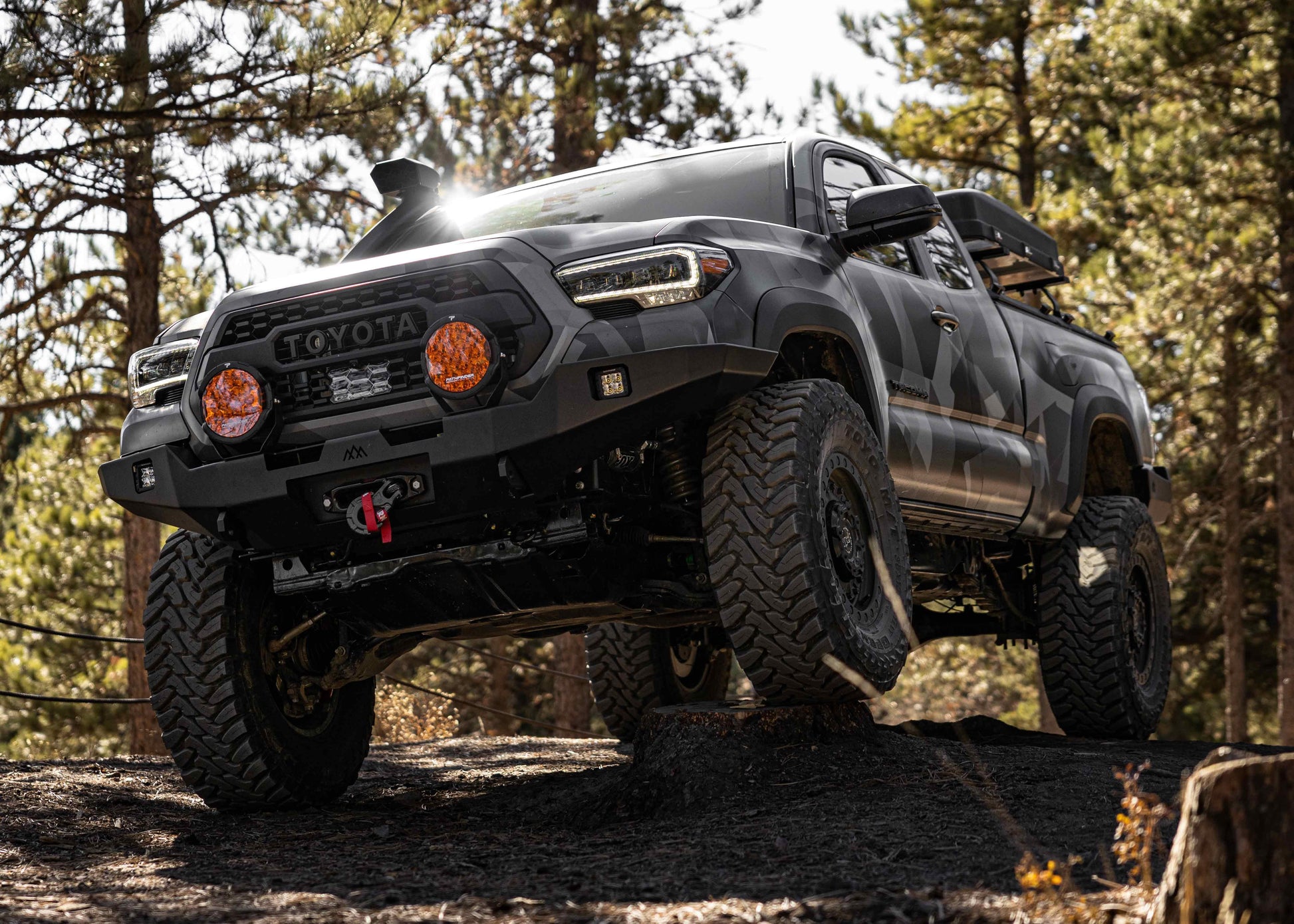 Using the Backwoods Adventure Mods Toyota Tacoma 3rd Gen (2016-2023) Hi-Lite Series hybrid high clearance Front Bumper without Bull Bar while off road