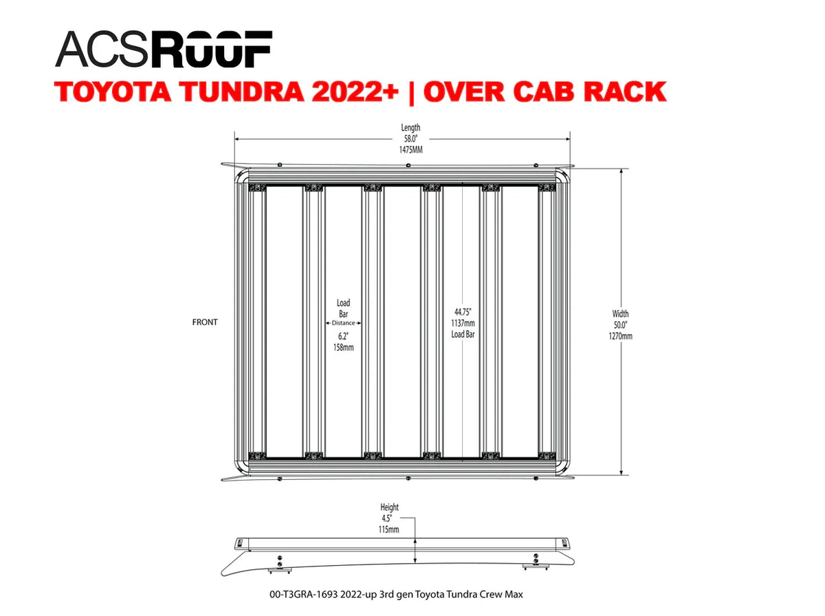 ACS ROOF | Over Cab Platform Rack for TOYOTA TUNDRA CREWMAX 2022+ by Leitner Designs