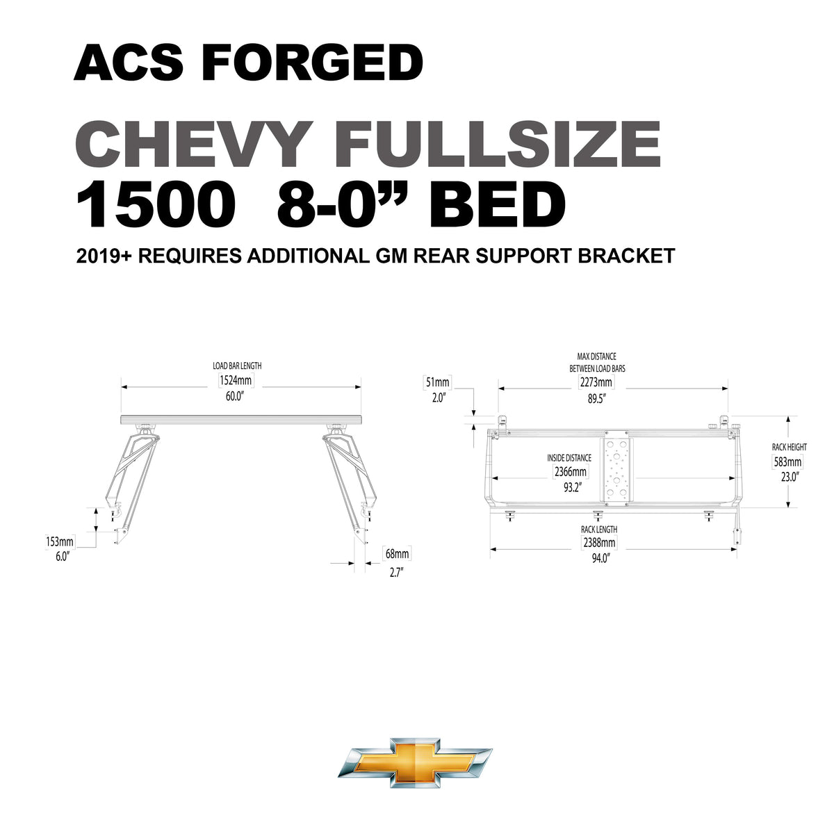 ACS Forged Bed Rack for Chevy Trucks - by Leitner Designs