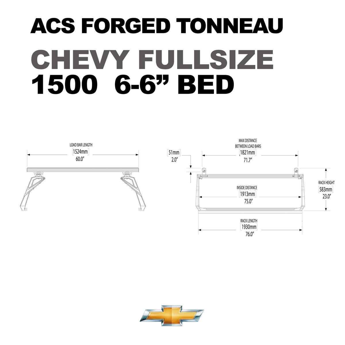 ACS Forged Tonneau - Rails Only - Chevrolet - by Leitner Designs