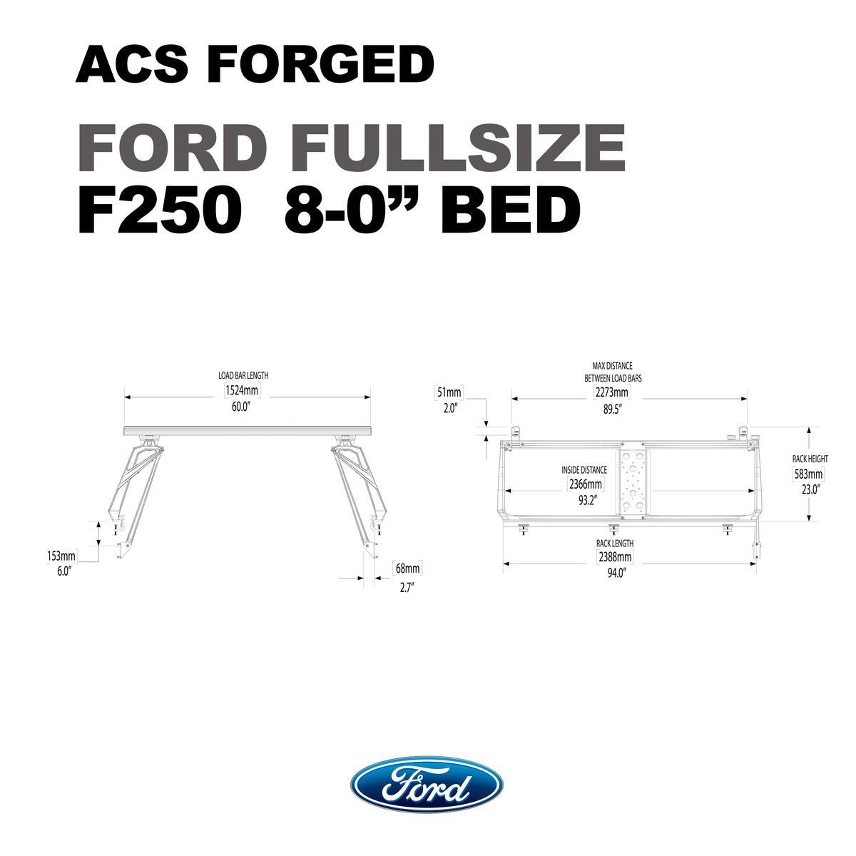 ACS Forged Bed Rack for Ford Trucks - by Leitner Designs