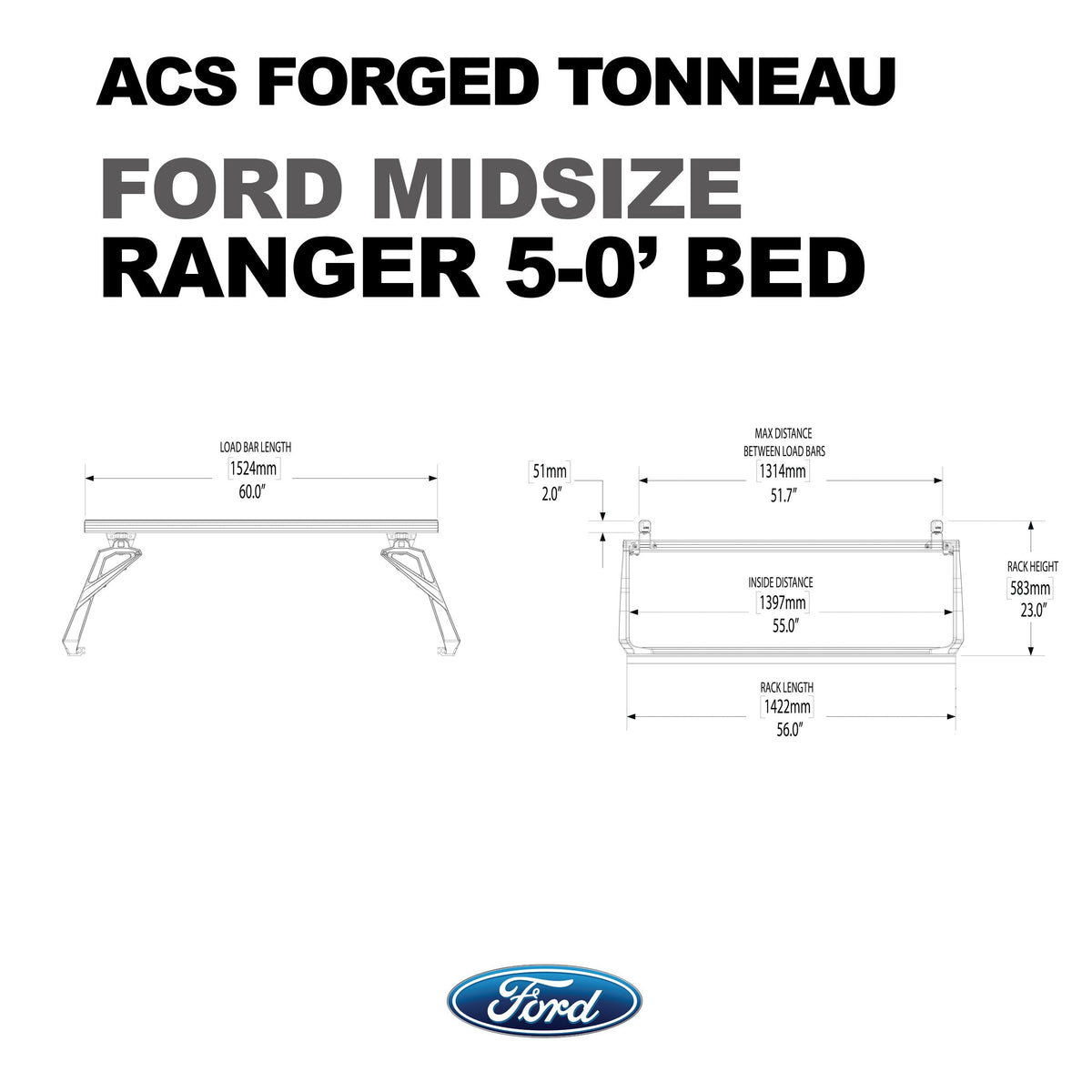 ACS Forged Tonneau - Rails Only - Ford - by Leitner Designs