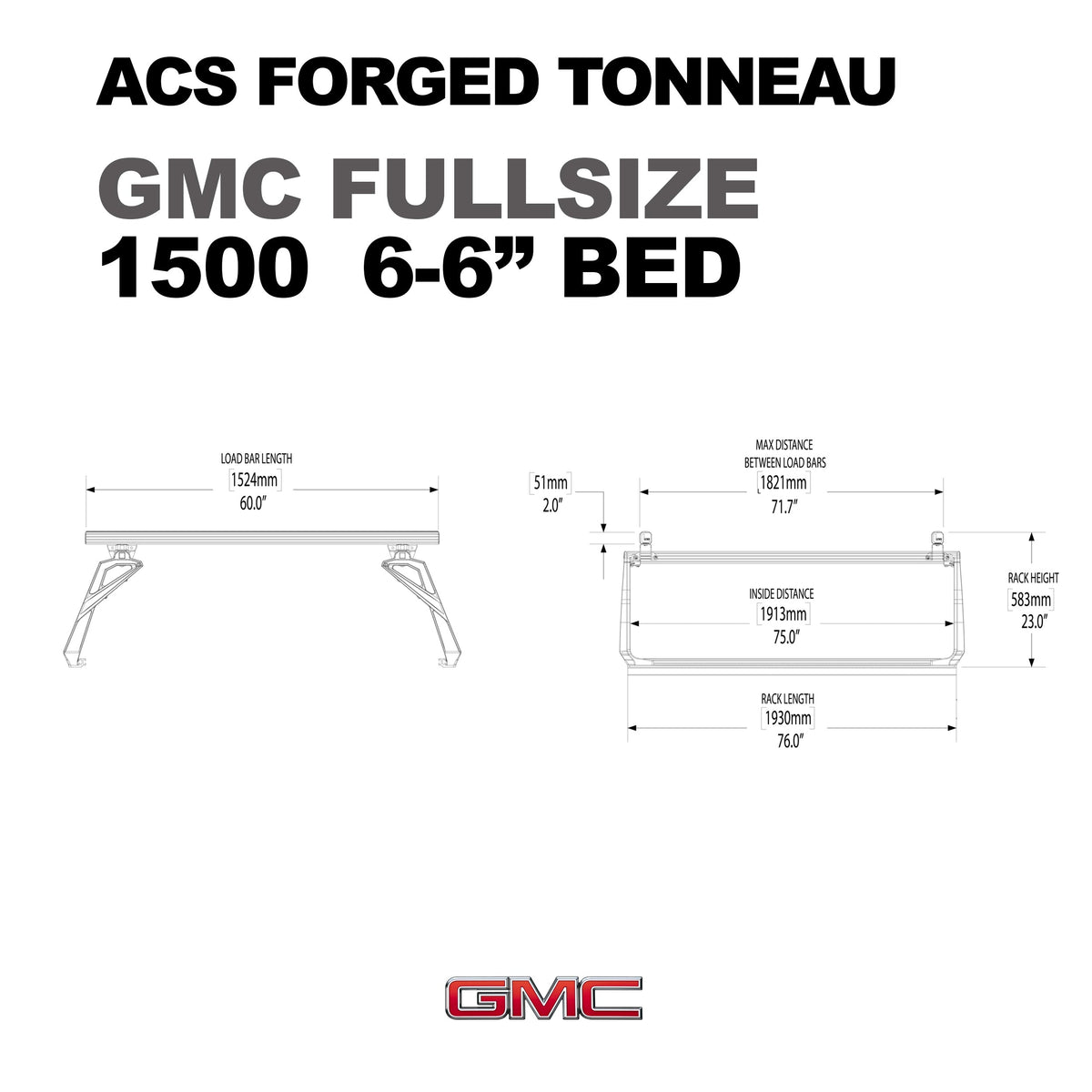 ACS Forged Tonneau - Rails Only - GMC - by Leitner Designs