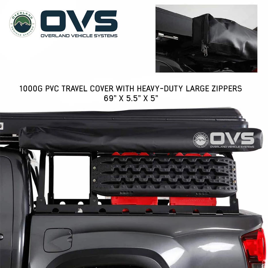 HD Nomadic 270 LTE Awning Dark Gray with Black Travel Cover Universal - by Overland Vehicle Systems
