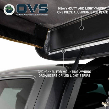 HD Nomadic 270 LTE Awning Dark Gray with Black Travel Cover Universal - by Overland Vehicle Systems