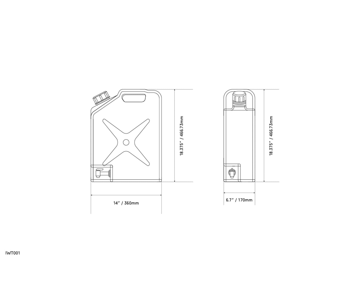 20L Plastic Jerry Can Water Tank - by Ironman 4x4