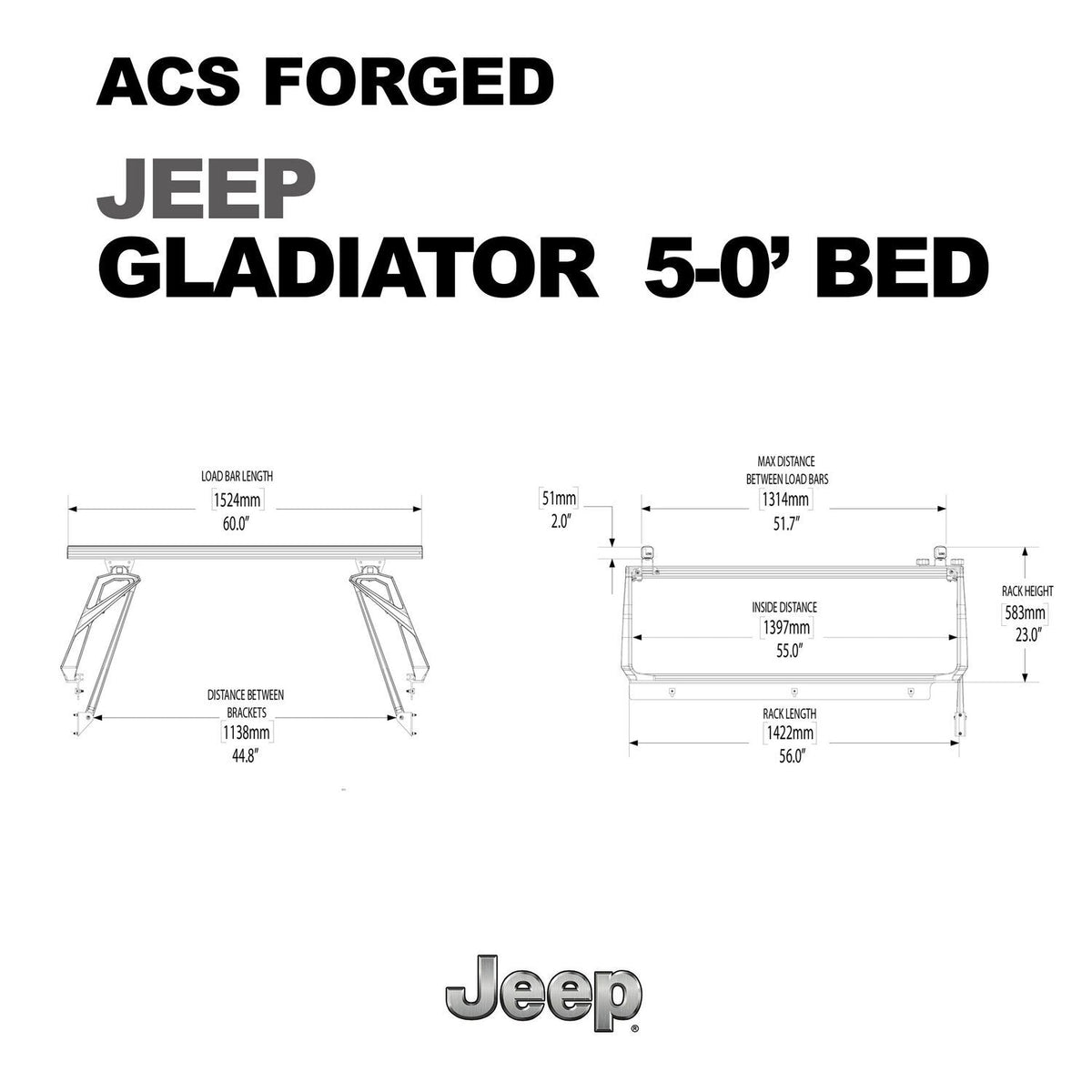 ACS Forged Bed Rack for Jeep Gladiator - by Leitner Designs