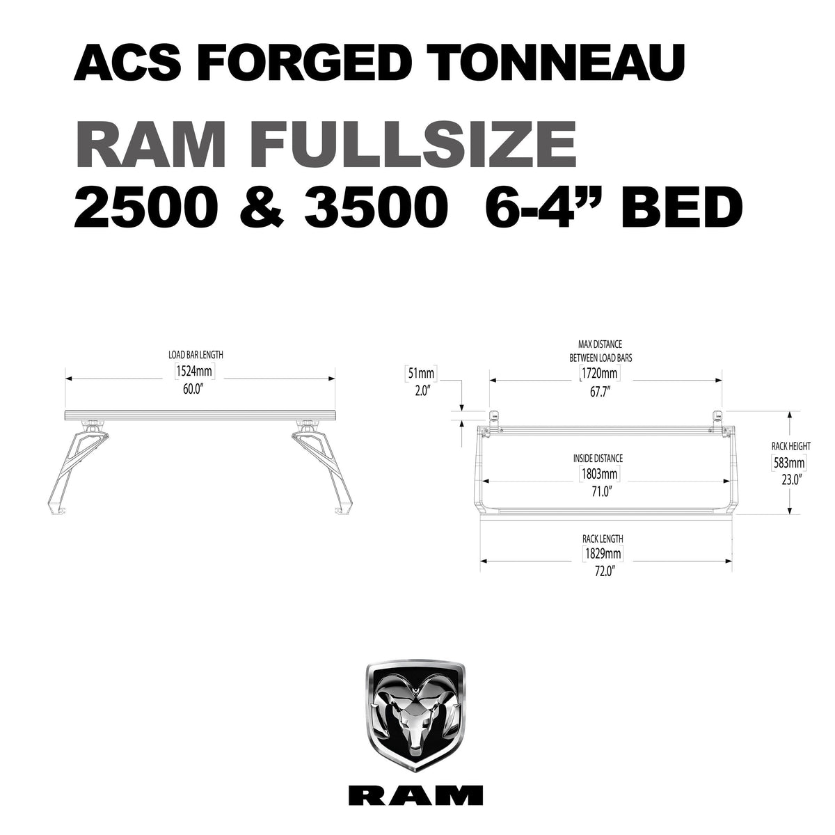 ACS Forged Tonneau - Rails Only - RAM - by Leitner Designs