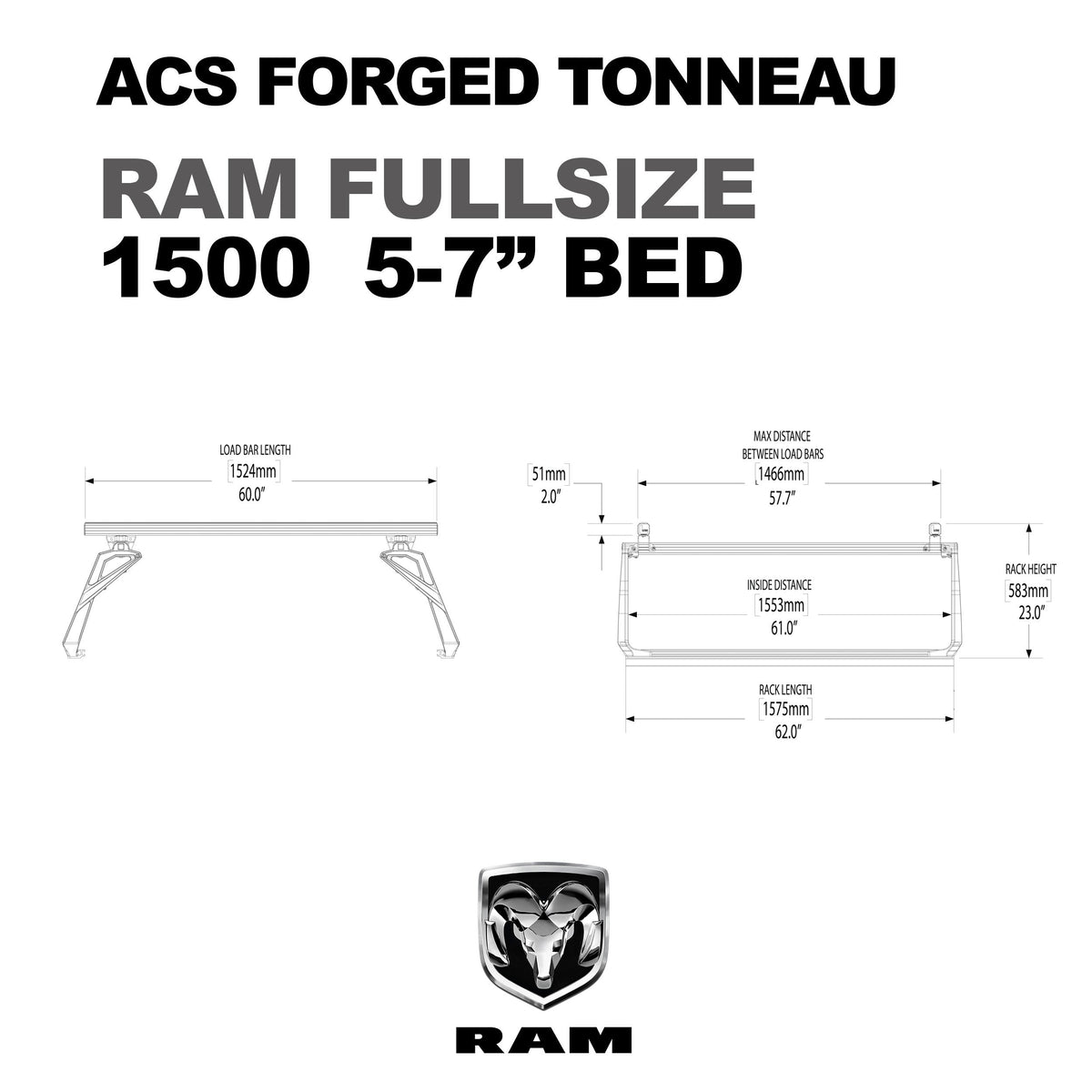 ACS Forged Tonneau - Rails Only - RAM - by Leitner Designs