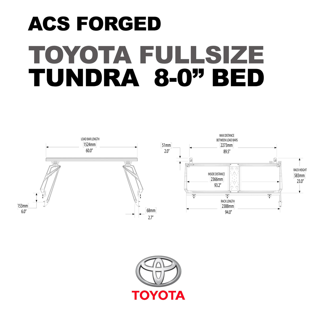 ACS Forged Bed Rack for Toyota Trucks - by Leitner Designs