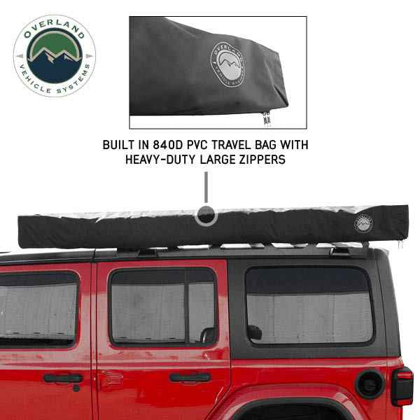 XD Nomadic 180 Degree Awning, Universal, Black Body, Black Trim and Travel Bag - by Overland Vehicle Systems
