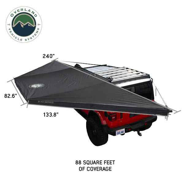 XD Nomadic 180 Degree Awning, Universal, Black Body, Black Trim and Travel Bag - by Overland Vehicle Systems