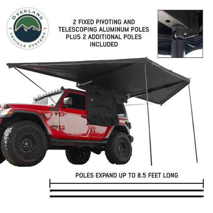 XD Nomadic 180 Degree Awning, Universal, Black Body, Black Trim and Travel Bag - by Overland Vehicle Systems