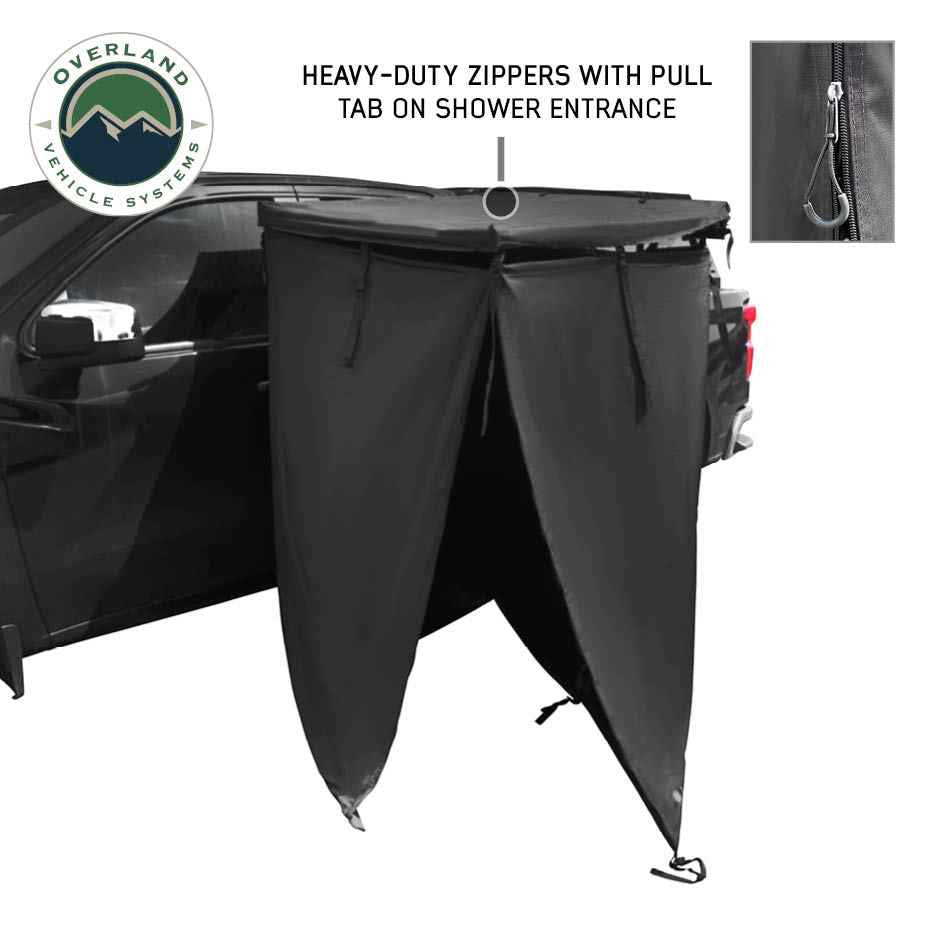XD Nomadic 90 Degree Pivot Shower Awning - Quick Deploying w/Light Strip & Black Out - by Overland Vehicle Systems