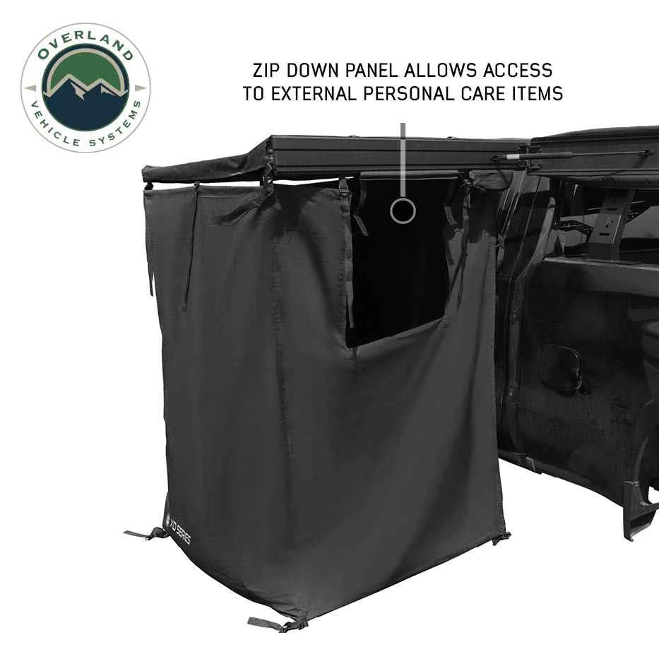 XD Nomadic 90 Degree Pivot Shower Awning - Quick Deploying w/Light Strip & Black Out - by Overland Vehicle Systems