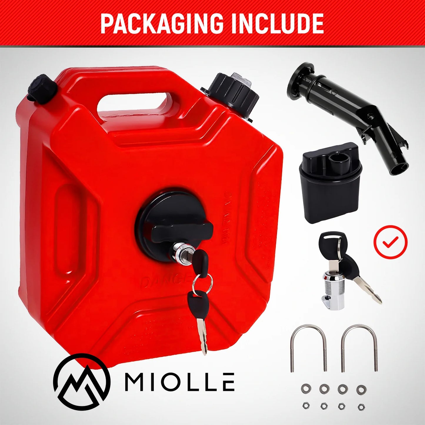 5L Gas Can with Locking Mounting Bracket - by Miolle