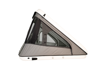 Side view of the roof top tent with open windows