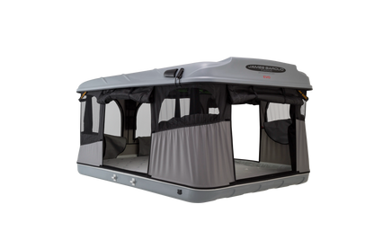 James Baroud Evasion Roof Top Tent with windows opened and inside view of the mattress and doors