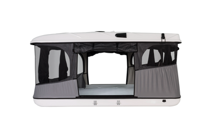 Side view with open doors and windows with inside view