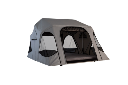 Soft Shell Roof Top Tent with opened door and windows