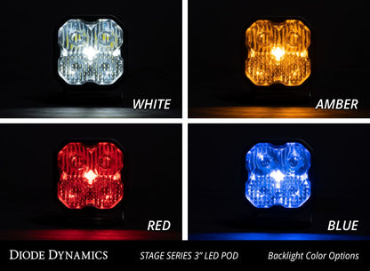 Stage Series 3" SAE/DOT WHITE SPORT LED Pod (Pair) - by Diode Dynamics