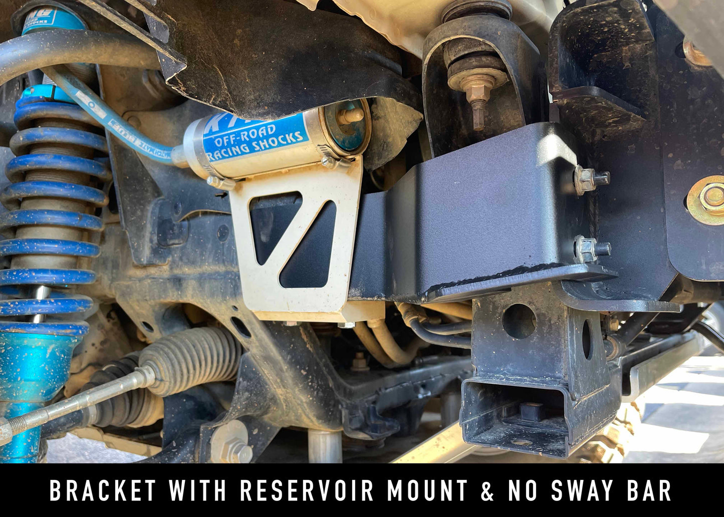 Installed Toyota Tacoma (2016-2023) Front Bumper Support Bracket with reservoir mount and no sway bar for Backwoods Adventure Mods 3rd Gen Tacoma off road bumpers