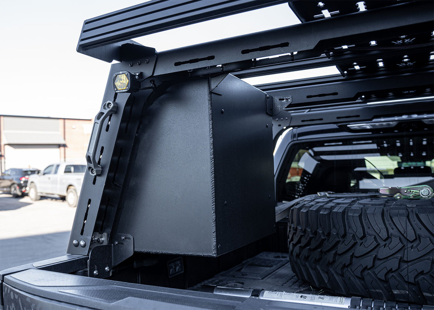 Back of the Backwoods Adventure Mods Toyota Tundra Aluminum Bed Rack Storage Box